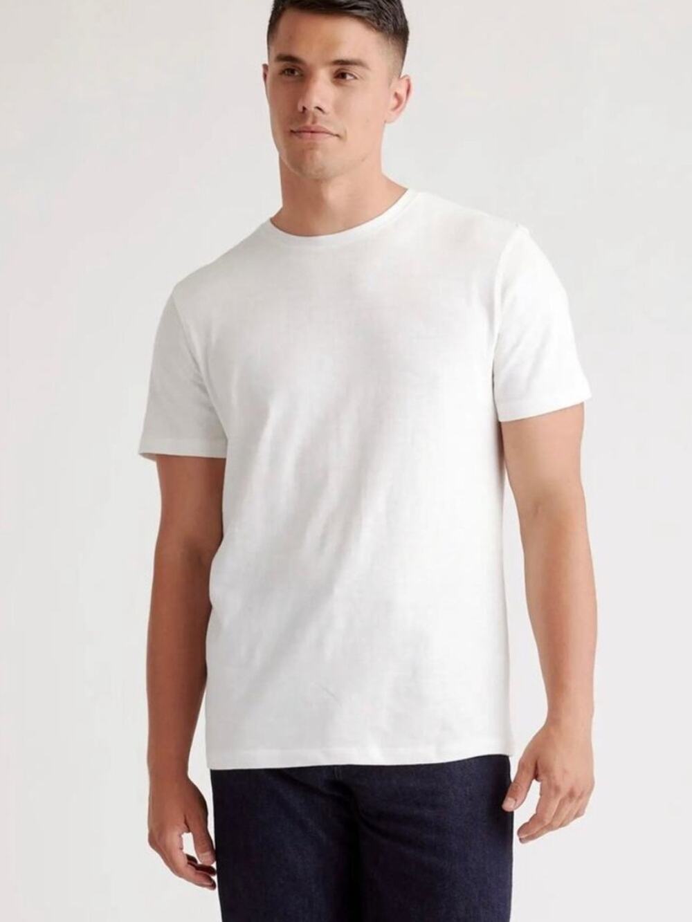Quince Mens 100% Pima Cotton Slub Crewneck Tee Shirt White MEDIUM Short Sleeve